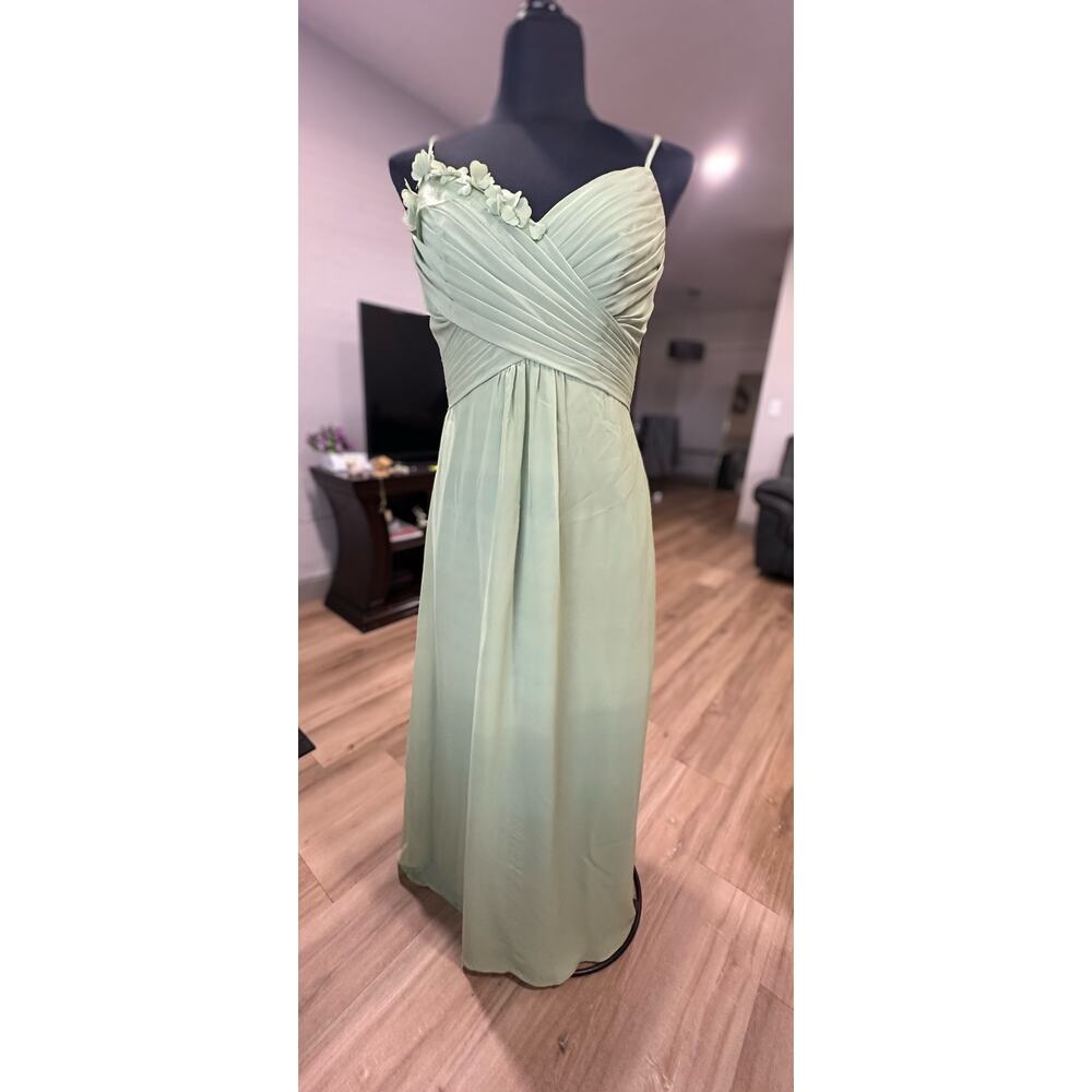 Alexia Designs Women Spaghetti Strap Maxi Dress in Soft Green Size 14-Medium